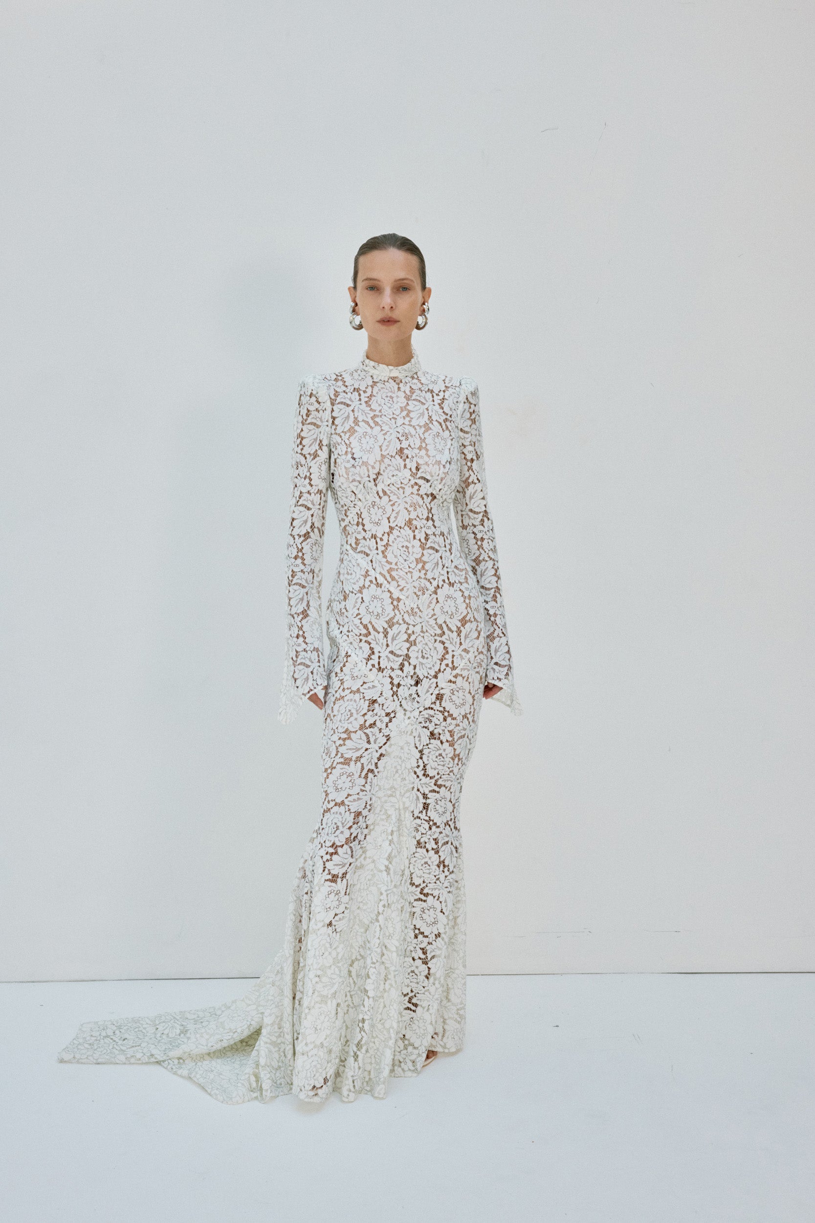 VOTIVA MAXI DRESS IN IVORY METALLIC LACE