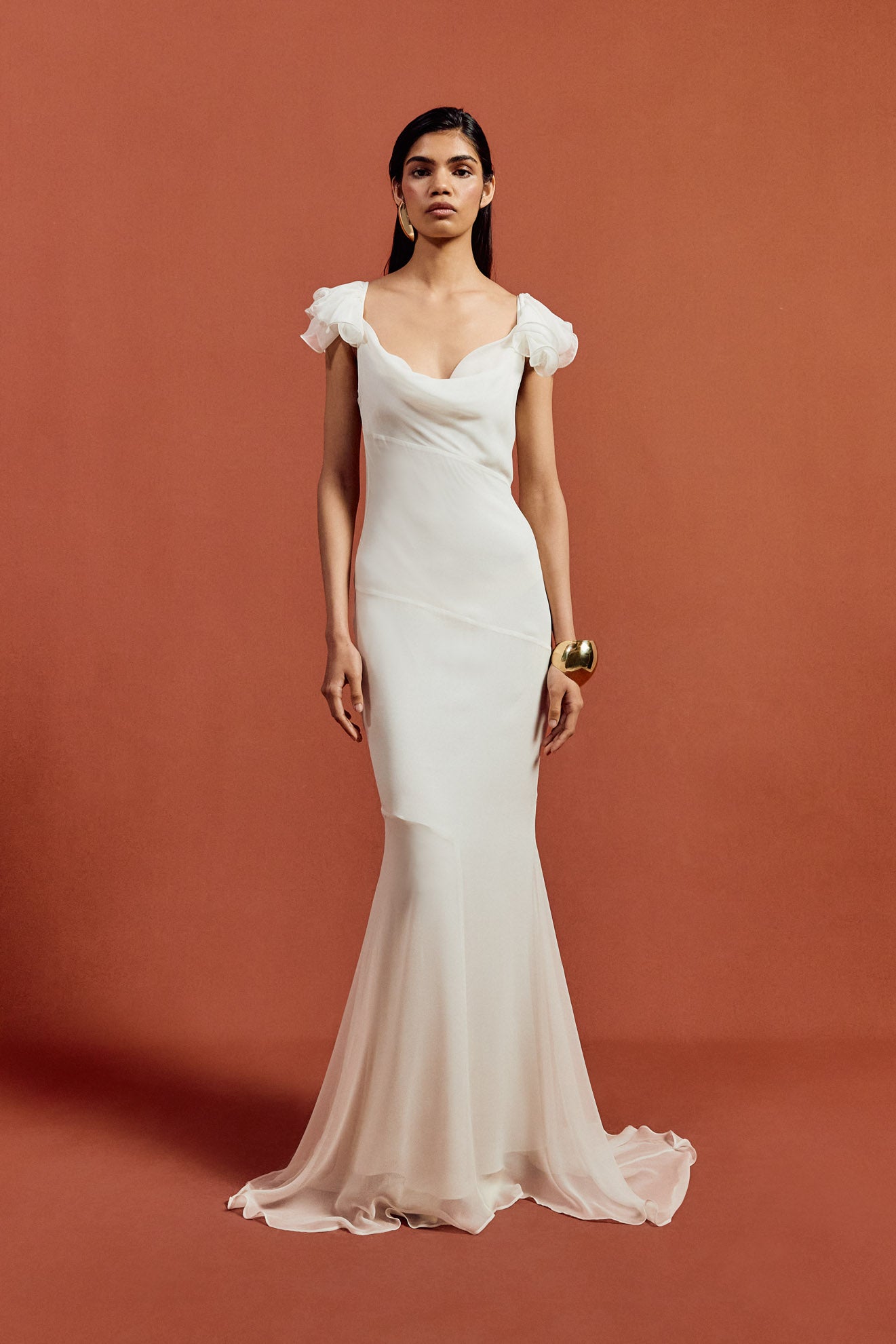 GAIA MAXI DRESS IN IVORY SILK CHIFFON - De La Vali