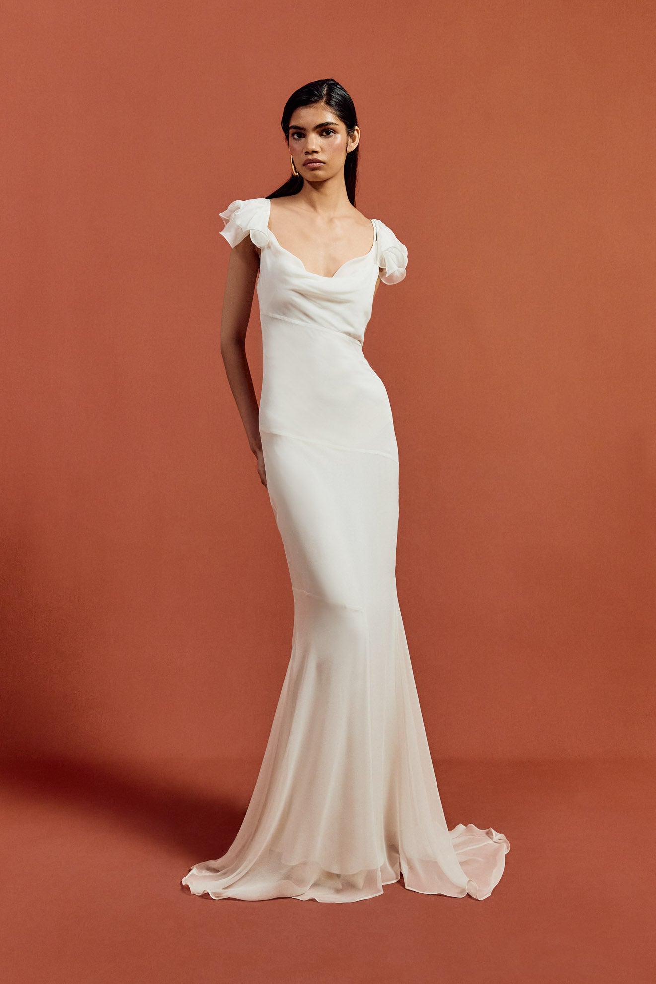 GAIA MAXI DRESS IN IVORY SILK CHIFFON - De La Vali