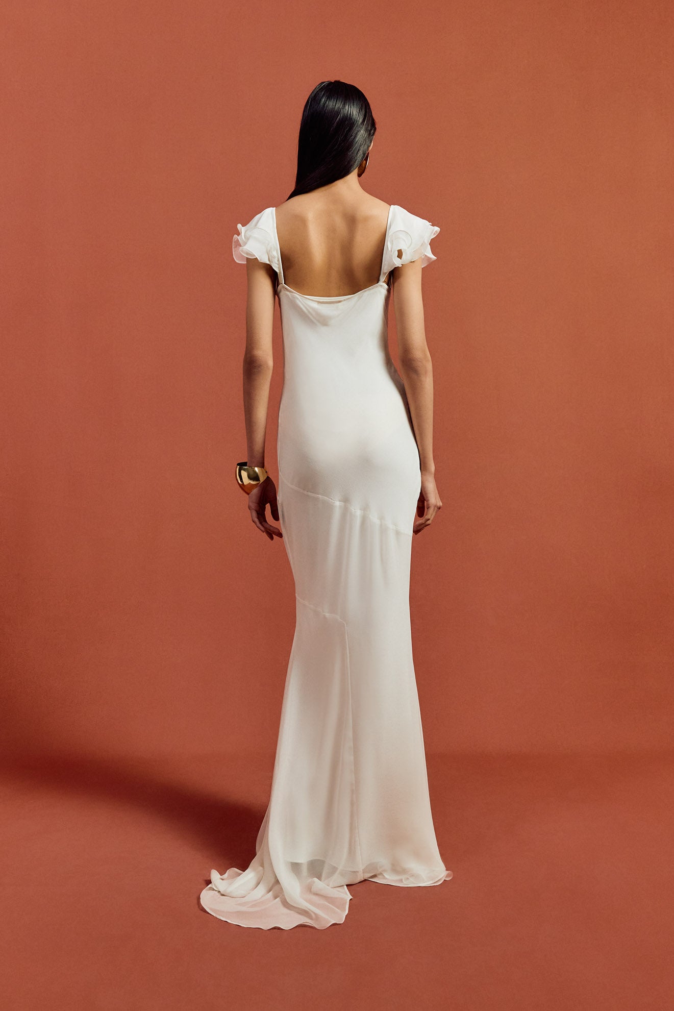 GAIA MAXI DRESS IN IVORY SILK CHIFFON - De La Vali