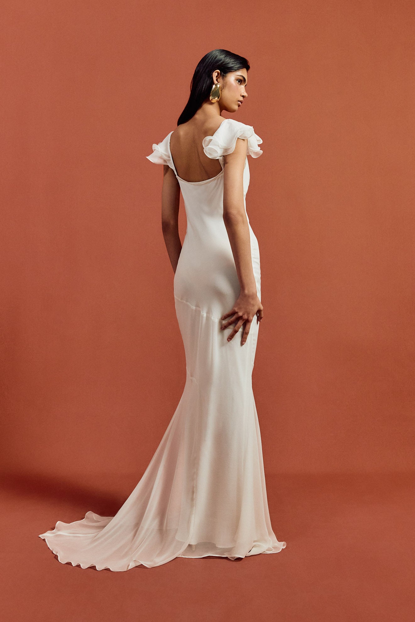 GAIA MAXI DRESS IN IVORY SILK CHIFFON - De La Vali