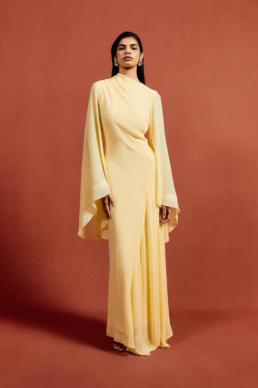 HAUSOS MAXI DRESS IN SHERBET YELLOW CHIFFON