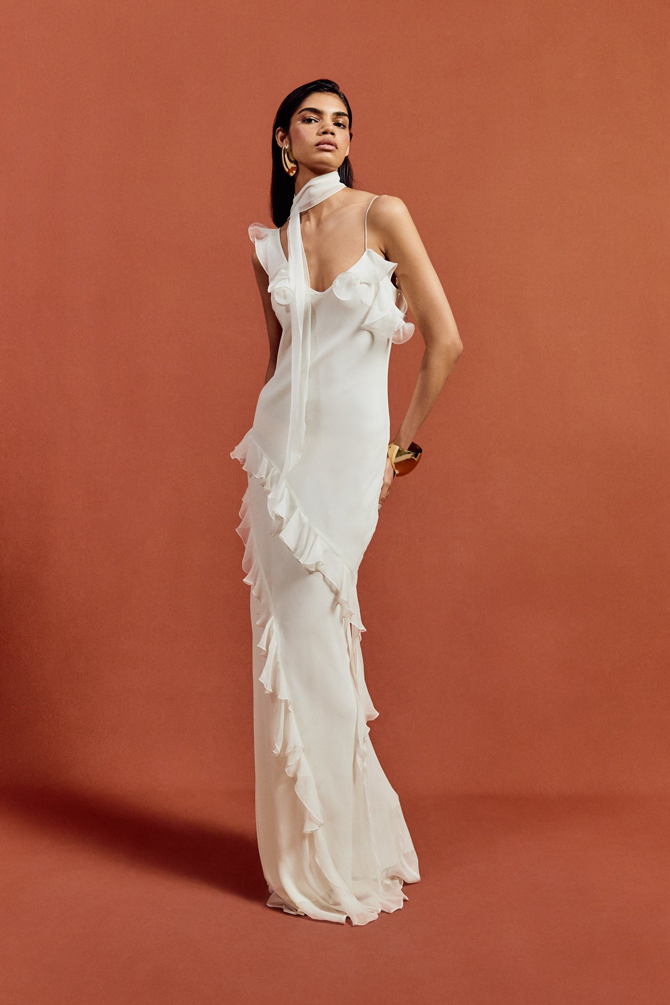 HEMERA MAXI DRESS IN IVORY SILK CHIFFON - De La Vali