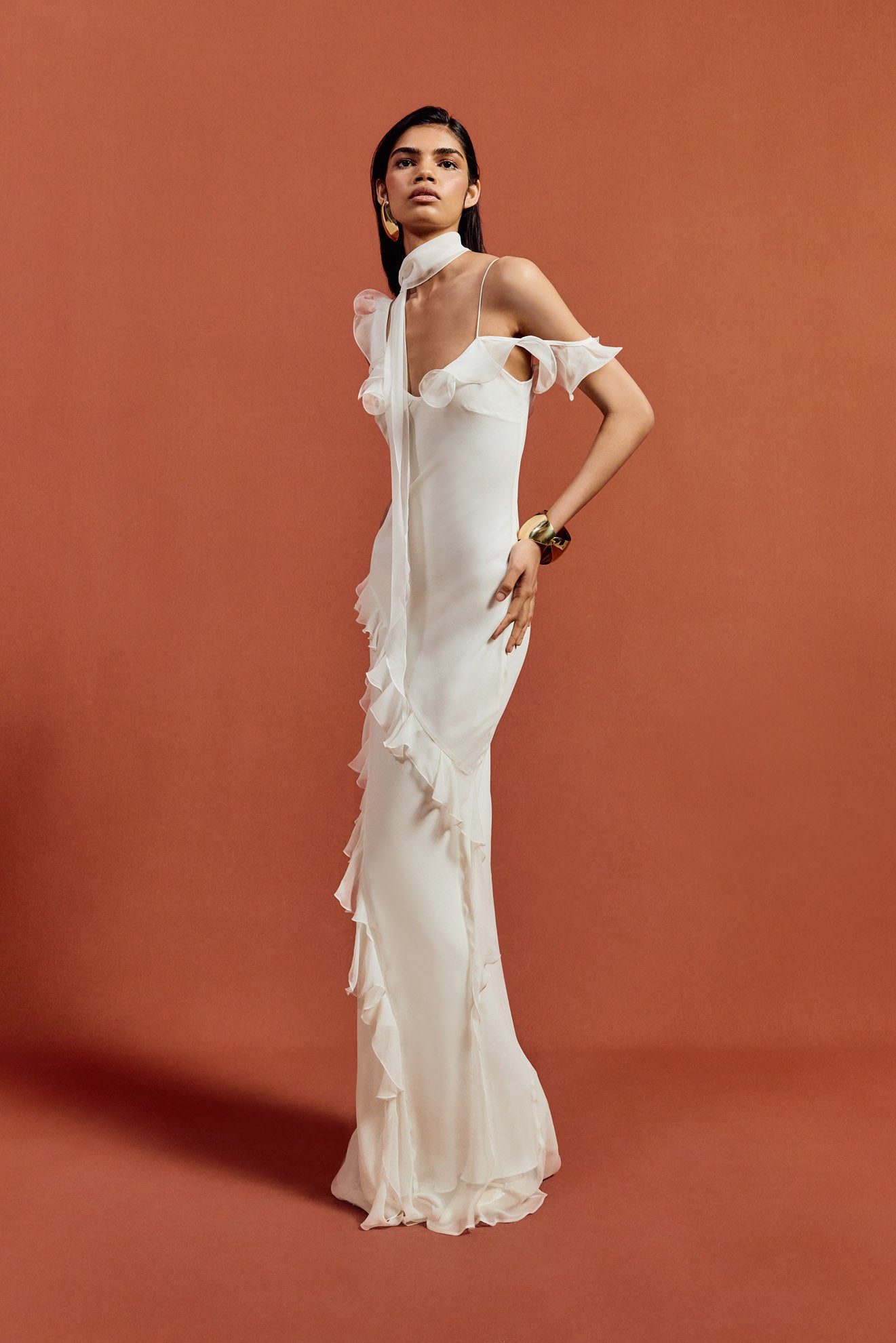 HEMERA MAXI DRESS IN IVORY SILK CHIFFON - De La Vali