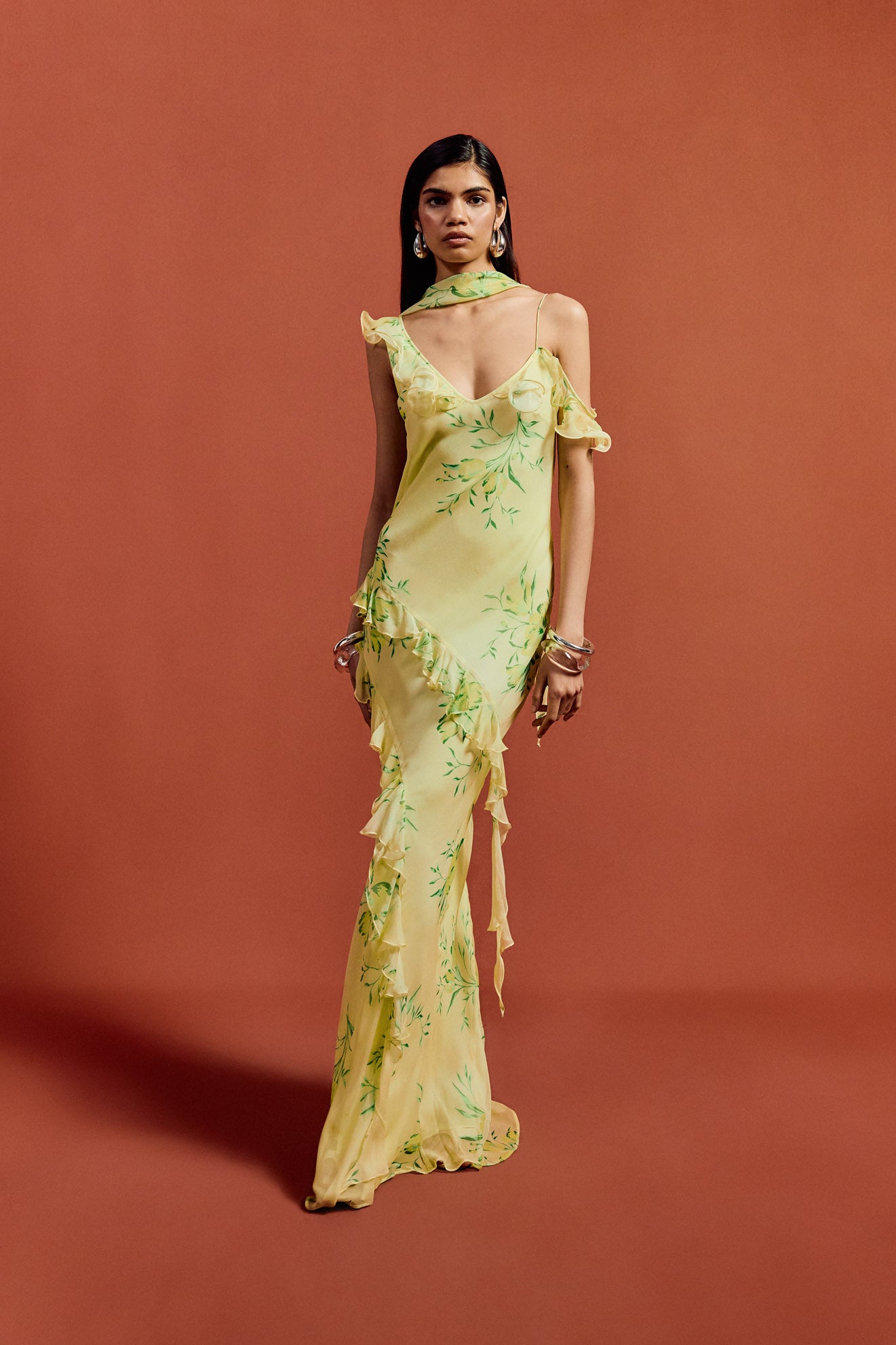 HEMERA MAXI DRESS IN PRIMAVERA - YELLOW SILK CHIFFON - De La Vali