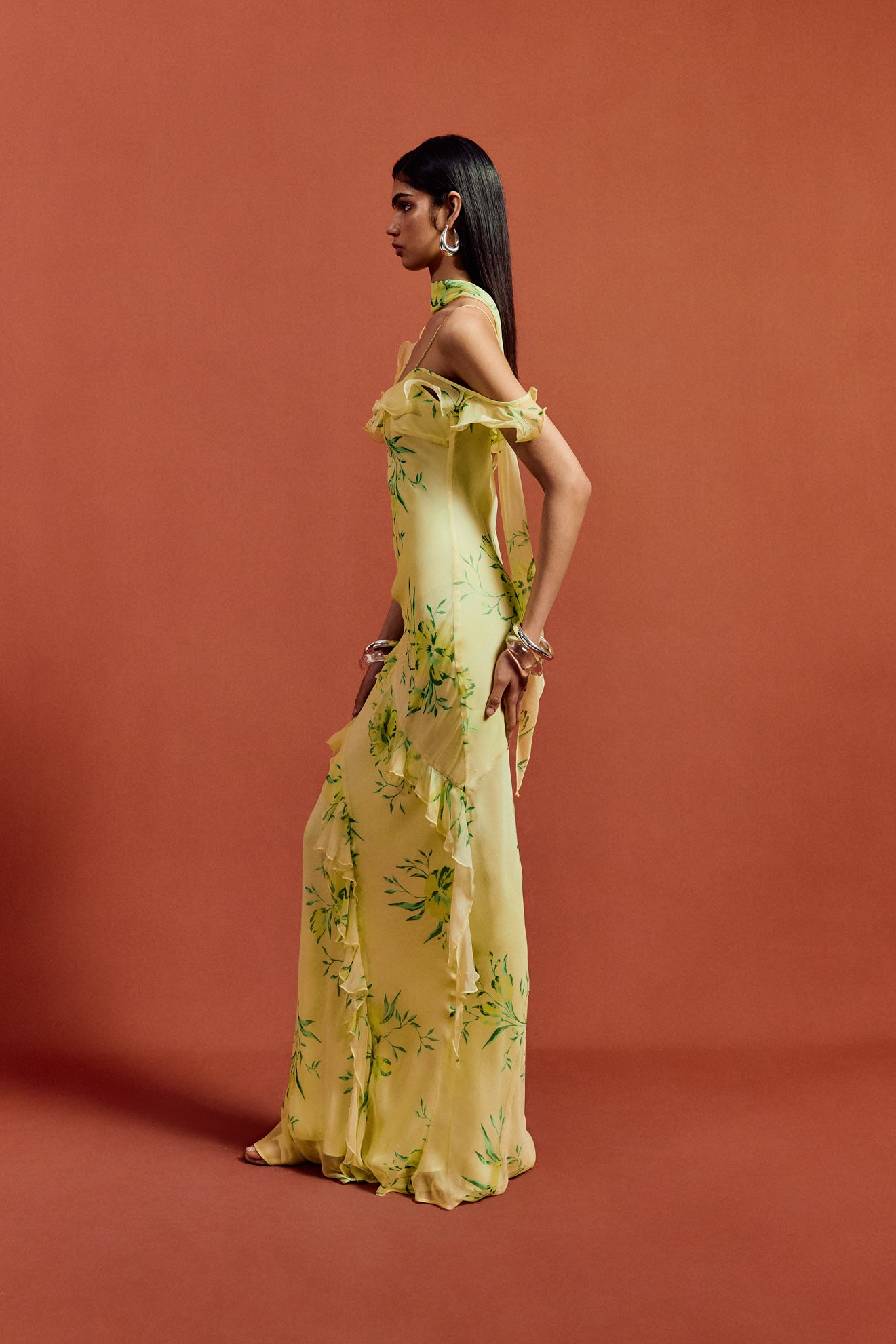 HEMERA MAXI DRESS IN PRIMAVERA - YELLOW SILK CHIFFON - De La Vali