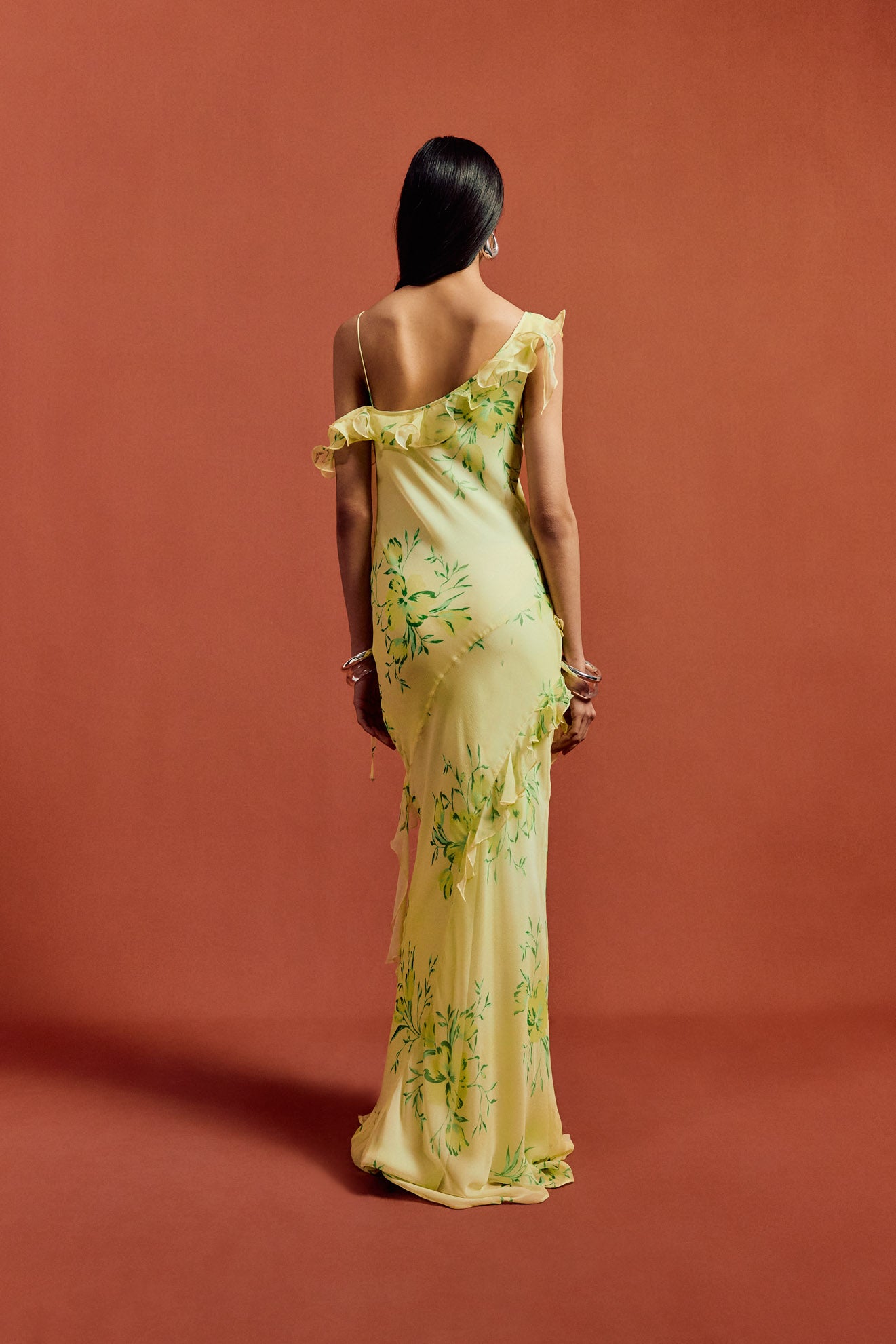 HEMERA MAXI DRESS IN PRIMAVERA - YELLOW SILK CHIFFON - De La Vali