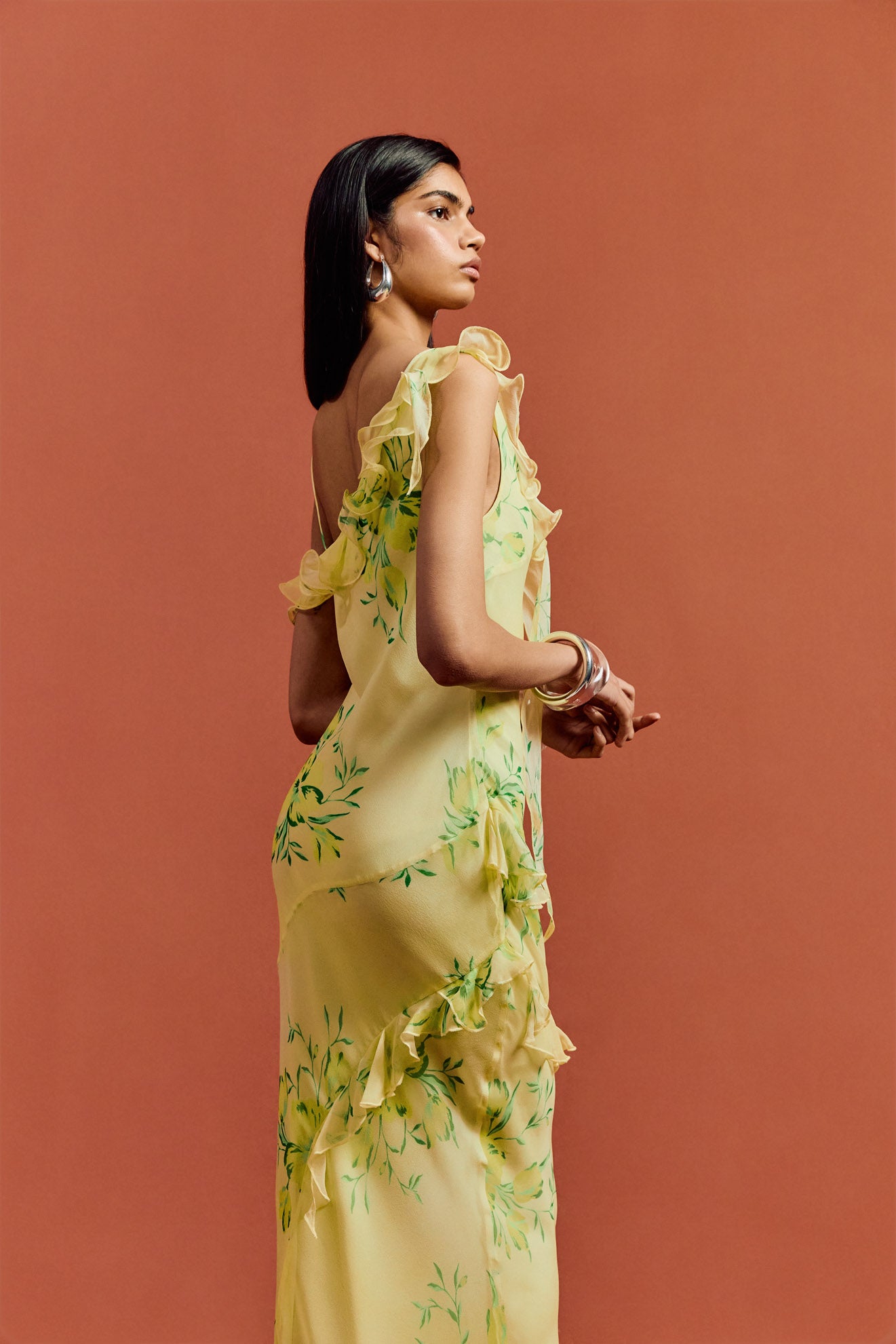 HEMERA MAXI DRESS IN PRIMAVERA - YELLOW SILK CHIFFON - De La Vali