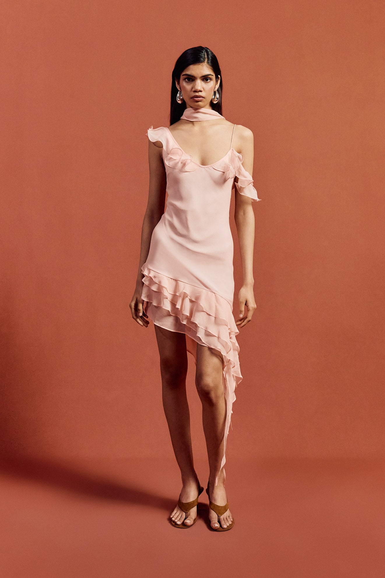 HEMERA MINI DRESS IN BABY PINK SILK CHIFFON - De La Vali