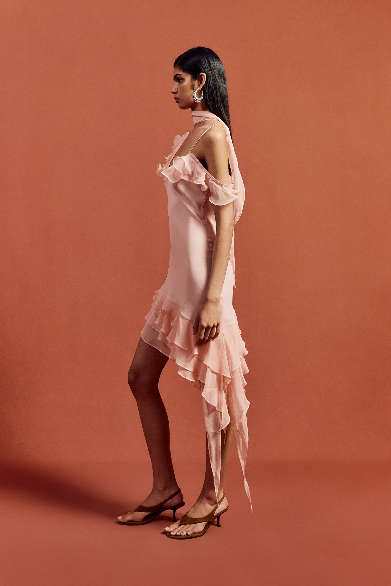 HEMERA MINI DRESS IN BABY PINK SILK CHIFFON - De La Vali