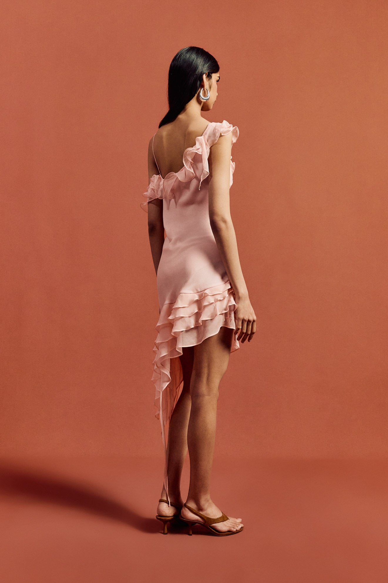 HEMERA MINI DRESS IN BABY PINK SILK CHIFFON - De La Vali