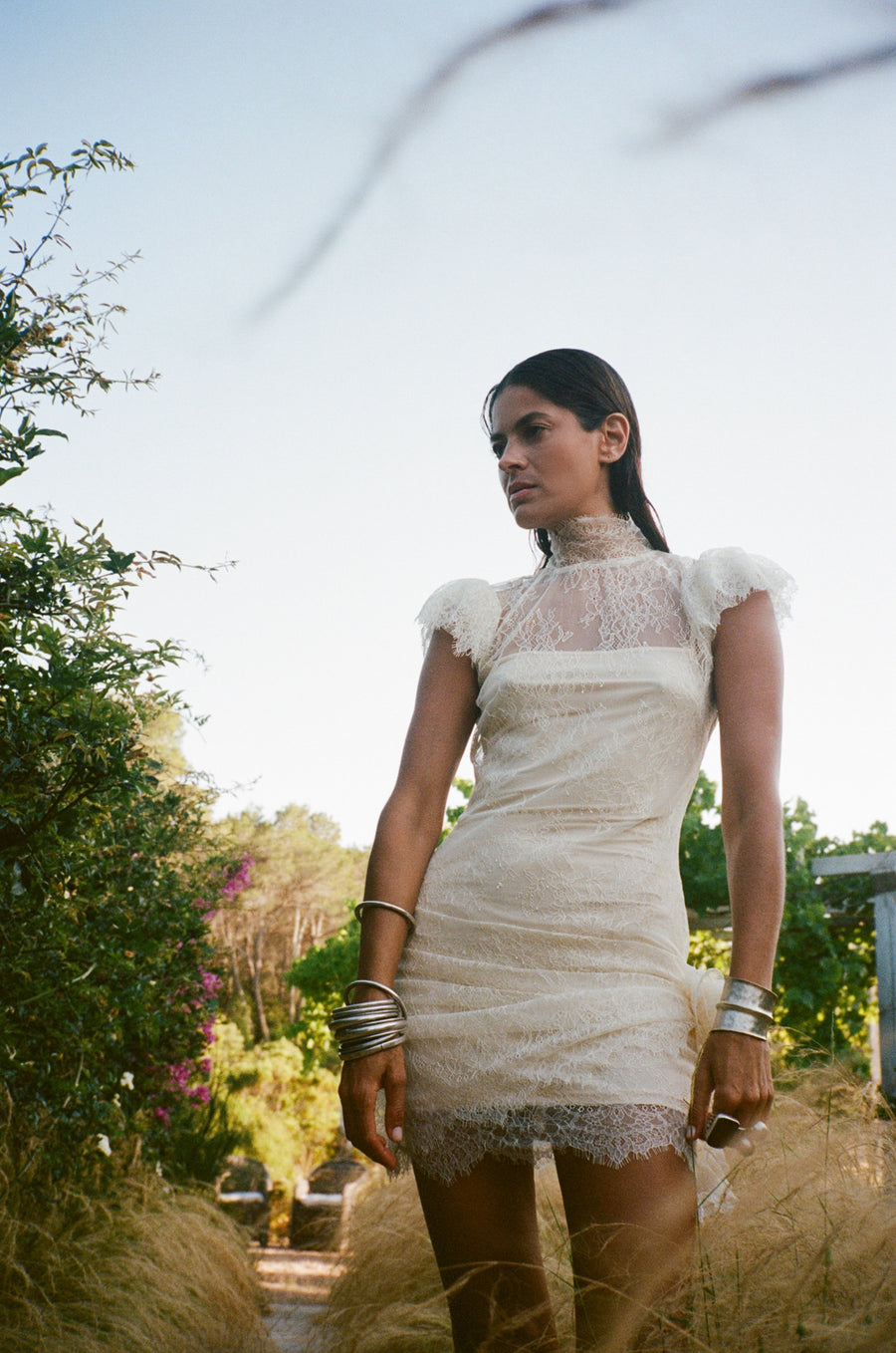 SILENTIUM MINI DRESS IN IVORY LACE