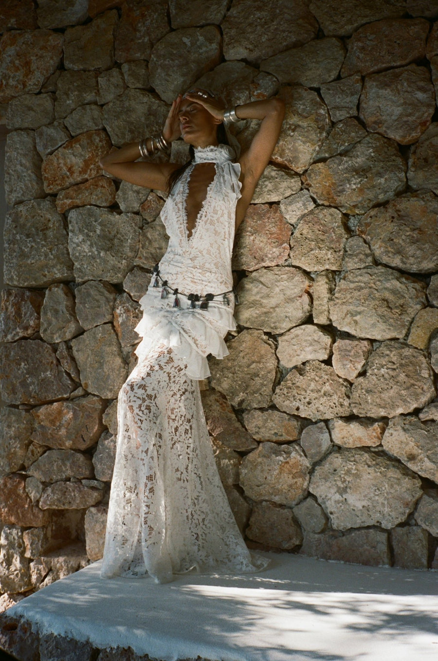 BONITA MAXI DRESS IN WHITE COTTON LACE DE LA VALI OFFICIAL BONITA MAXI DRESS IN WHITE COTTON LACE DE LA VALI OFFICIAL