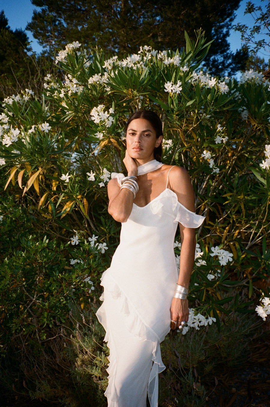 HEMERA MAXI DRESS IN IVORY SILK CHIFFON DE LA VALI OFFICIAL HEMERA MAXI DRESS IN IVORY SILK CHIFFON DE LA VALI OFFICIAL