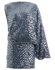 IBIZA MINI DRESS IN BLUE SEQUIN CROCHET - De La Vali