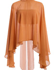 PALMA CAPE & TOP IN ORANGE BEADED MESH - De La Vali