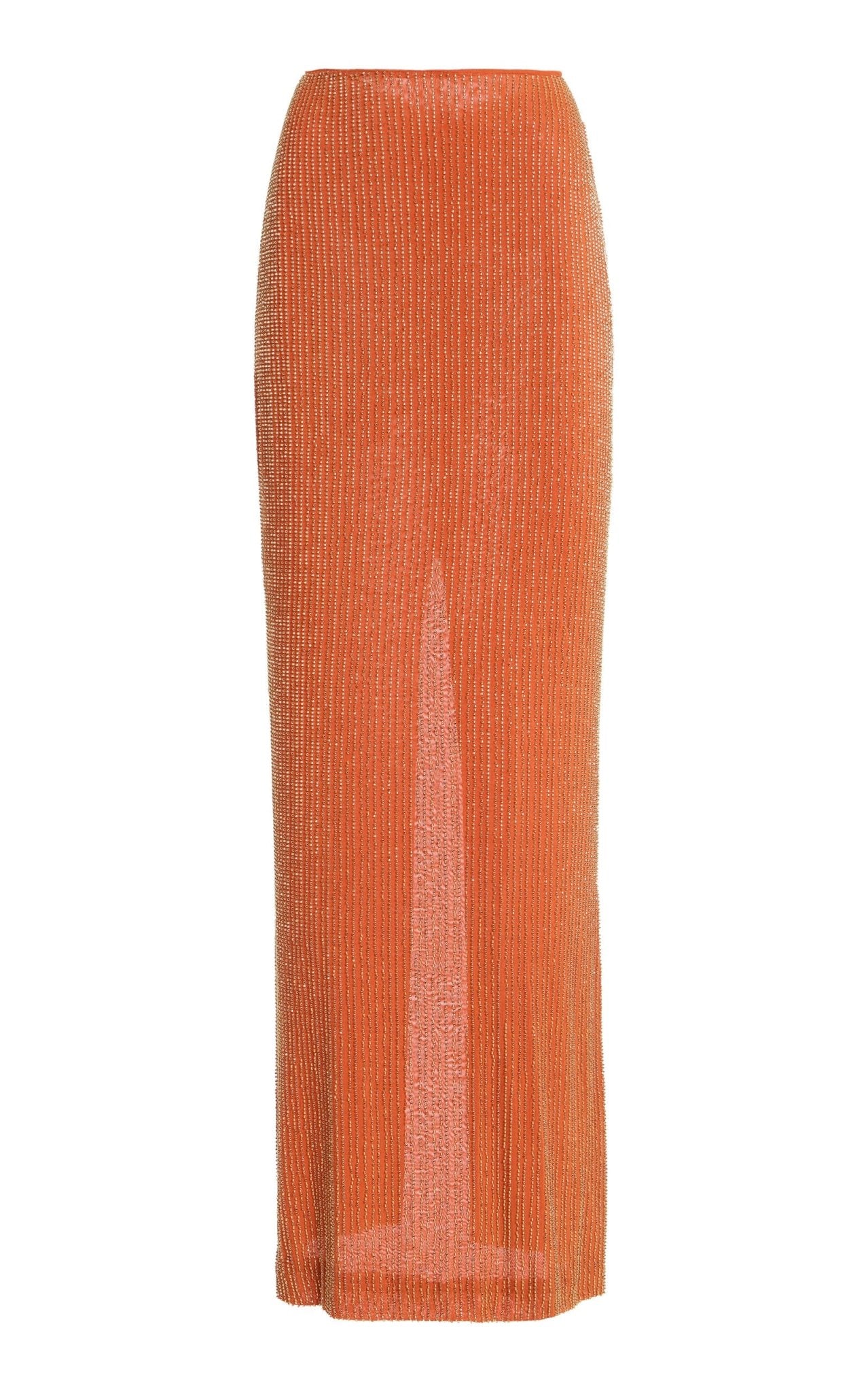 PALMA SKIRT IN ORANGE BEADED MESH - De La Vali