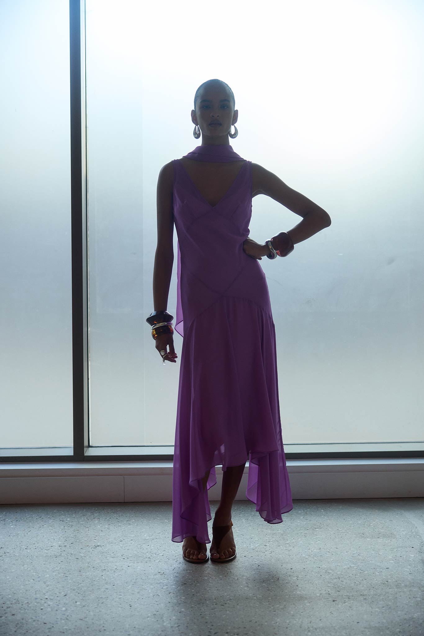 MISTICA MIDI DRESS IN MAGENTA GEORGETTE - De La Vali