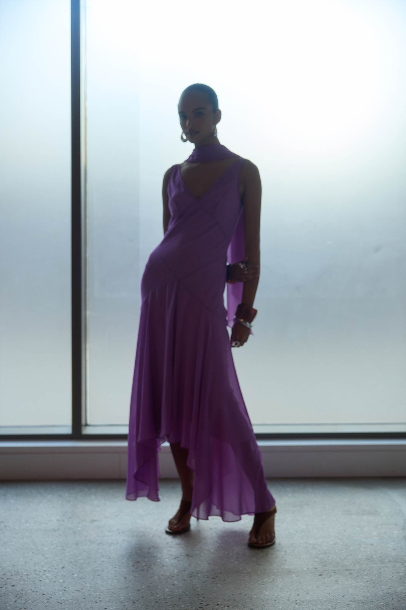 MISTICA MIDI DRESS IN MAGENTA GEORGETTE - De La Vali