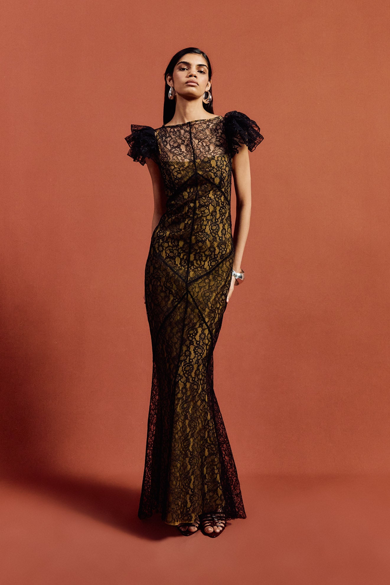 NEPHELE MAXI DRESS IN BLACK LACE - De La Vali