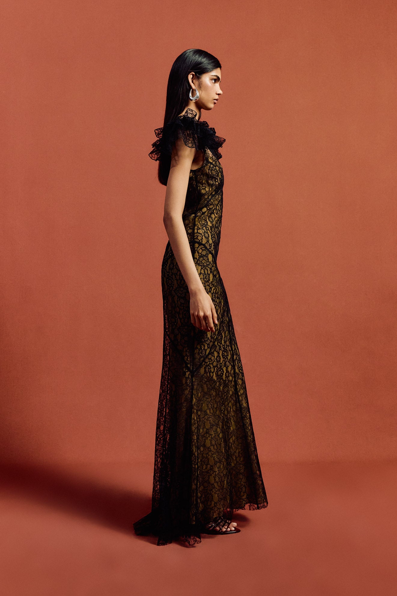 NEPHELE MAXI DRESS IN BLACK LACE - De La Vali