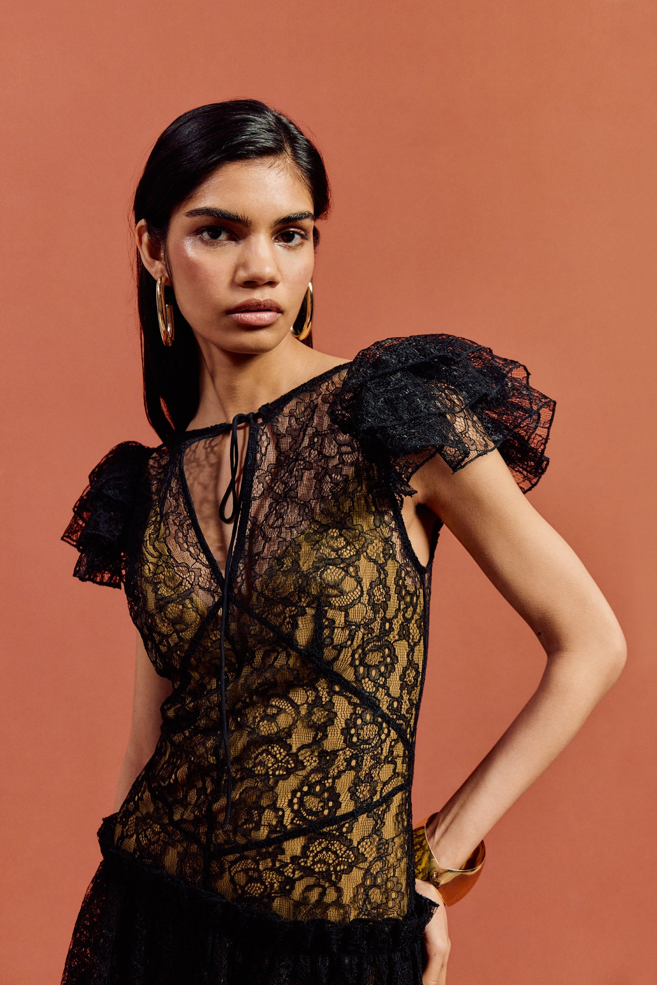 NEPHELE MINI DRESS IN BLACK LACE - De La Vali