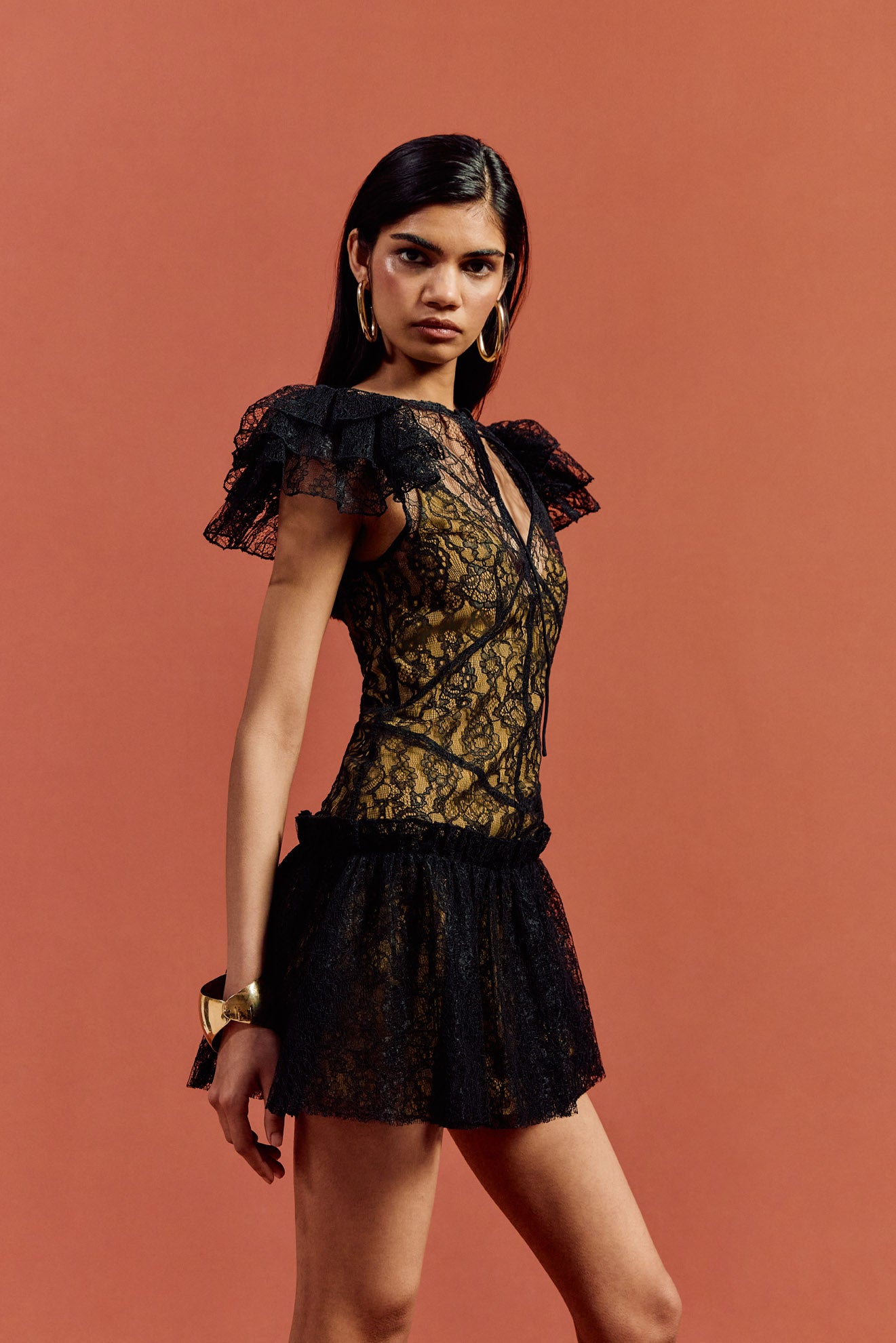 NEPHELE MINI DRESS IN BLACK LACE - De La Vali