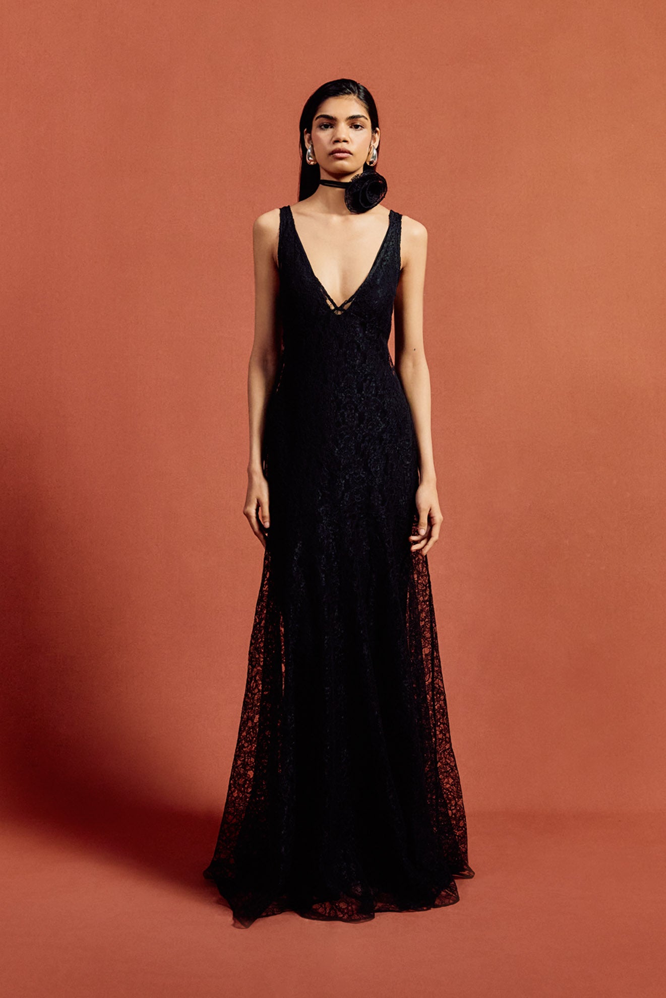 PERSEPHONE MAXI DRESS IN BLACK LACE - De La Vali