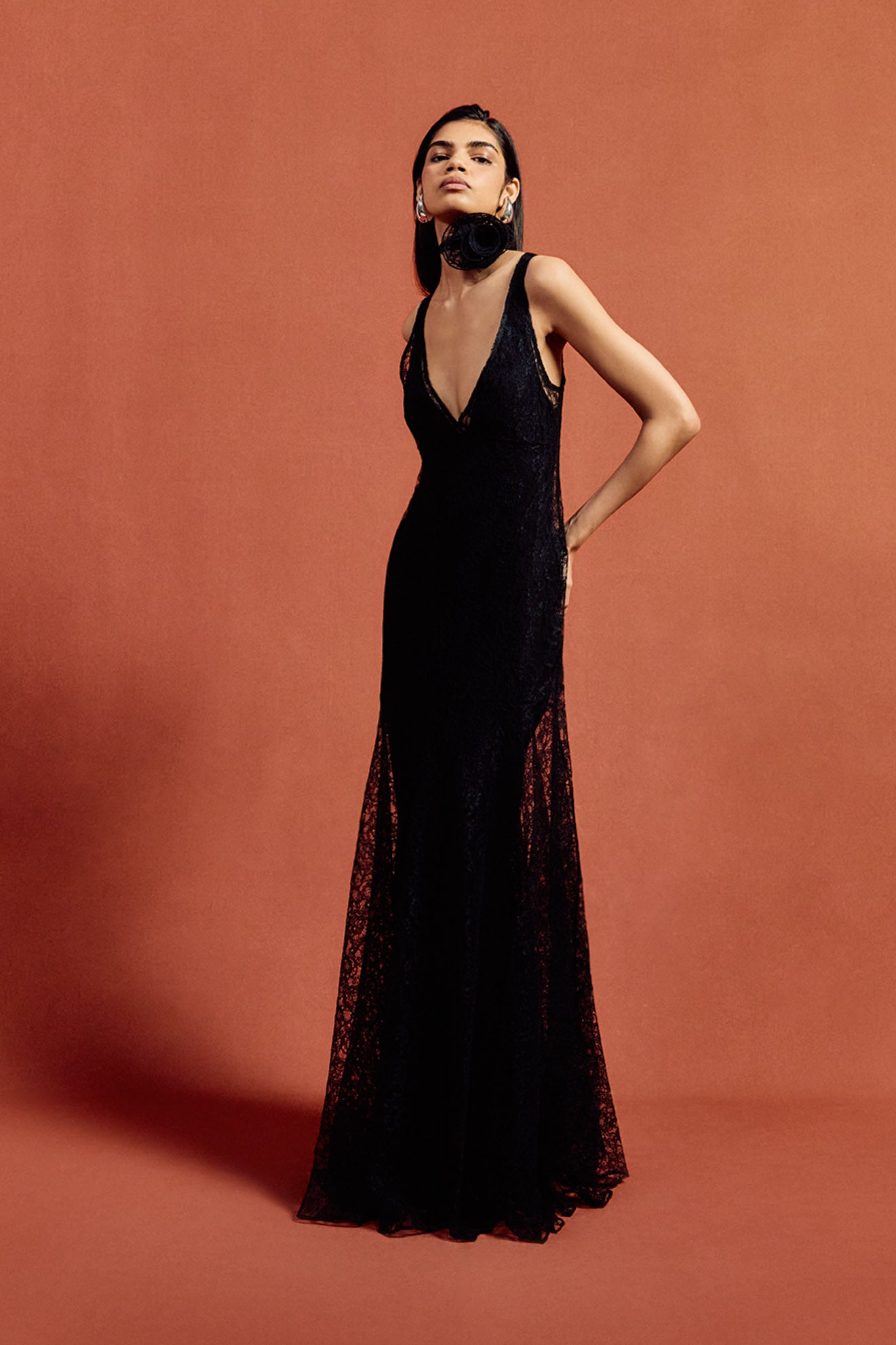 PERSEPHONE MAXI DRESS IN BLACK LACE - De La Vali