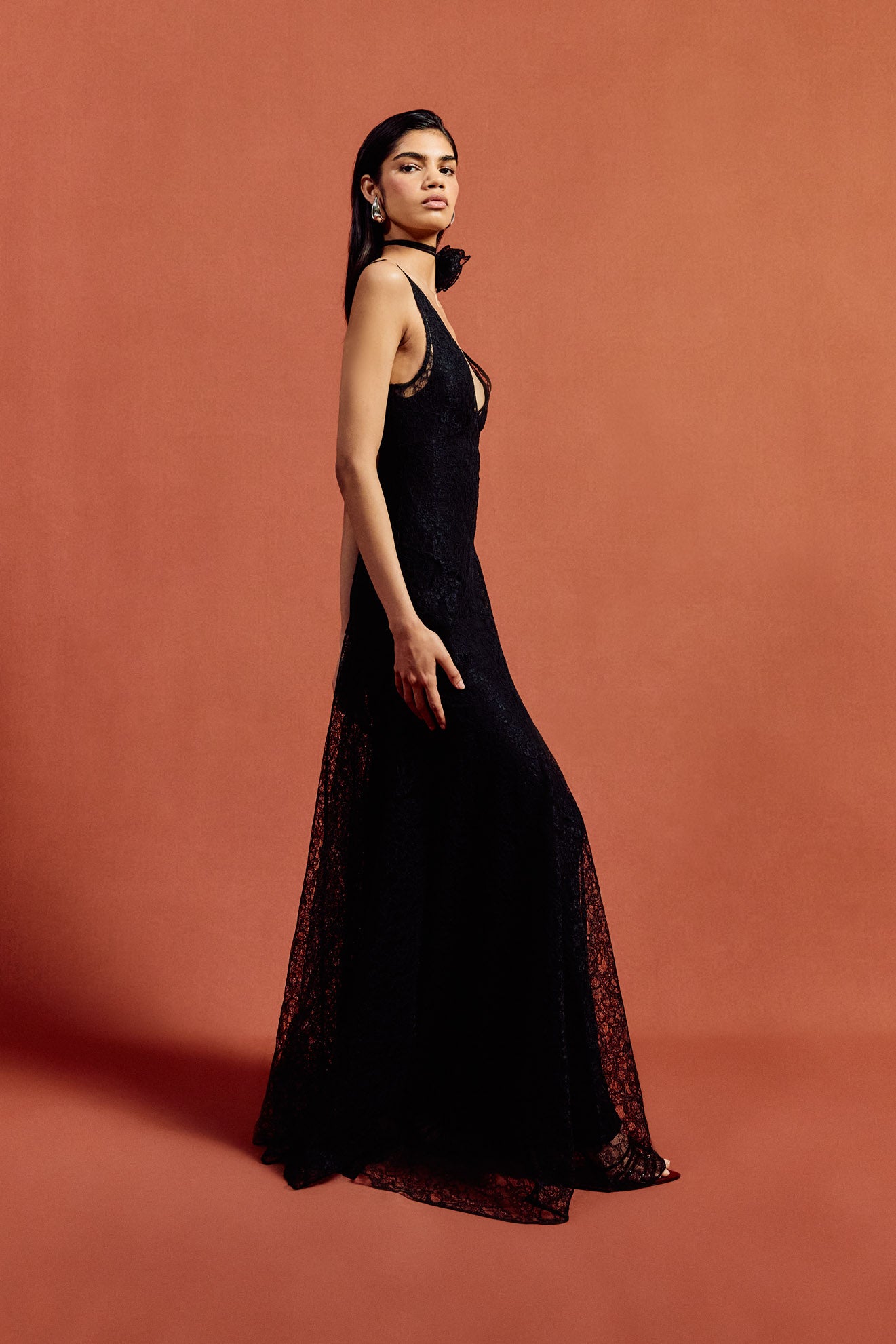 PERSEPHONE MAXI DRESS IN BLACK LACE - De La Vali