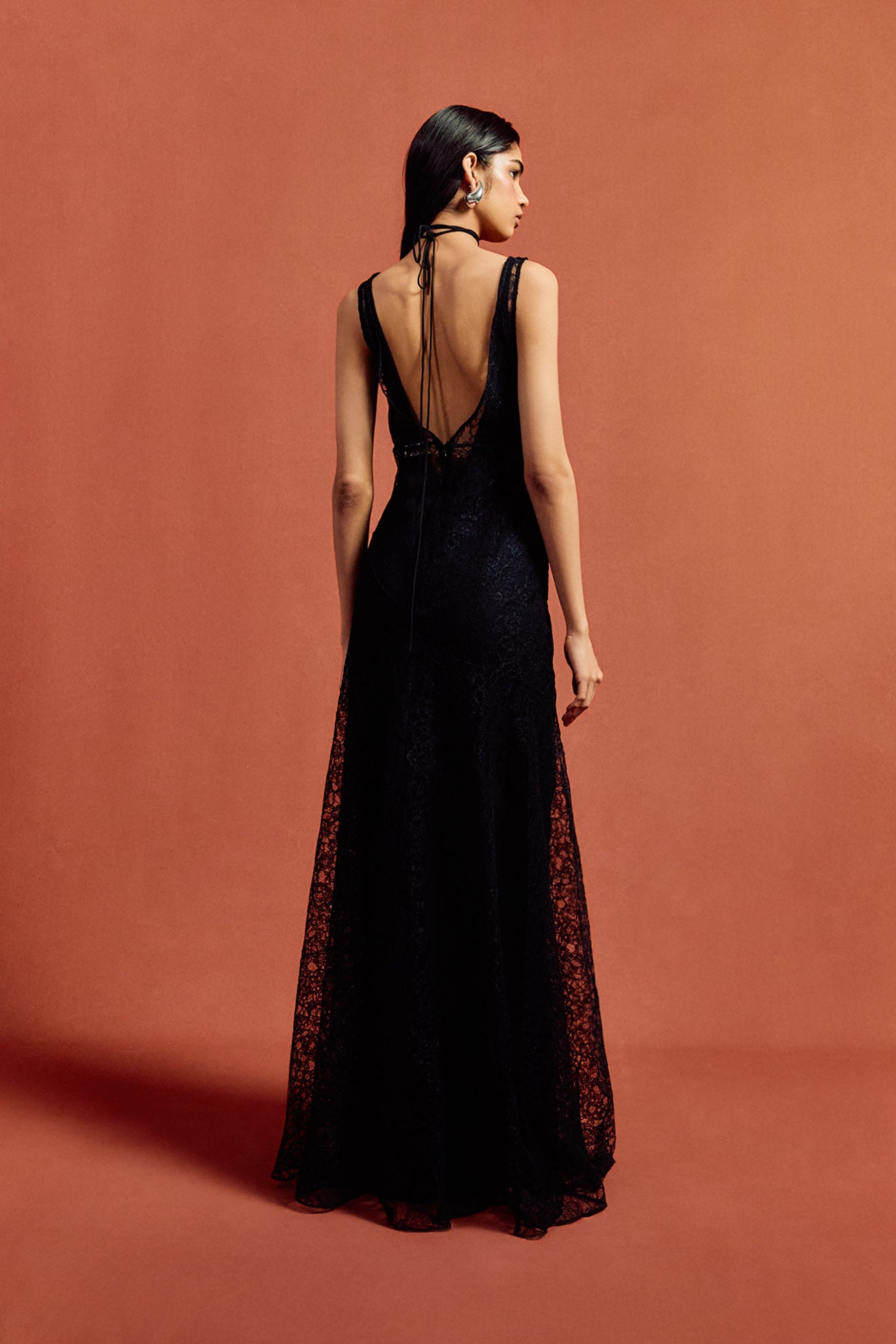 PERSEPHONE MAXI DRESS IN BLACK LACE - De La Vali