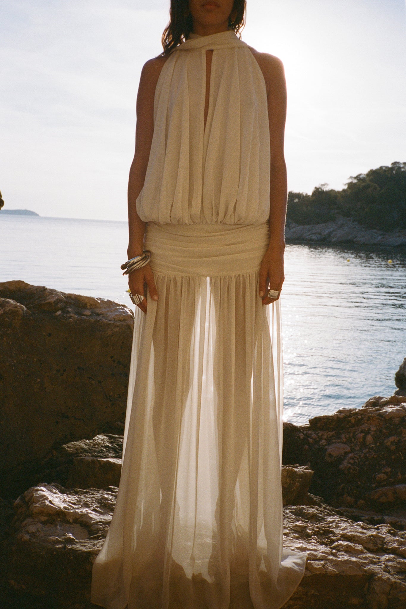 CRUZ MAXI DRESS IN CREAM CHIFFON - De La Vali