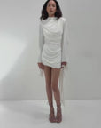 PERISA MINI DRESS IN IVORY SPANDEX JERSEY
