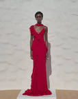 MAYARA MAXI DRESS IN RUBY RED VISCOSE GEORGETTE
