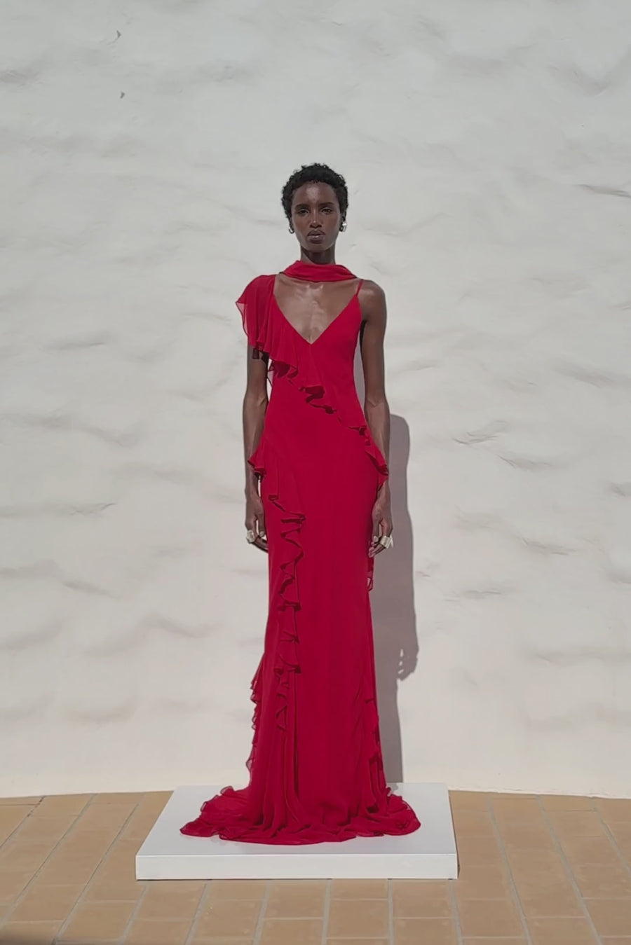 georgette red dress Red Embroidered Georgette Gown (ACZ4234)