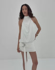 VIDA MINI DRESS IN IVORY SPANDEX JERSEY