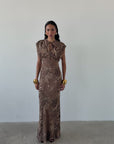 CERES MAXI DRESS IN GUEPARDO GEORGETTE CHIFFON