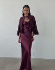ESPERANZA LONG DRESS IN EARTH SILK SATIN