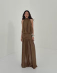 CRUZ MAXI DRESS IN TAUPE CHIFFON