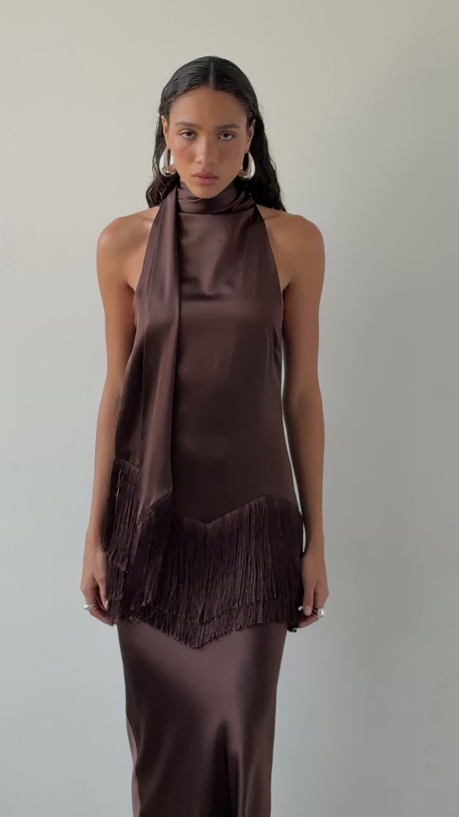 KHAMSIN MAXI DRESS IN CEDAR SILK SATIN