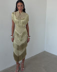 TELLUS MIDI DRESS IN SAND CHIFFON