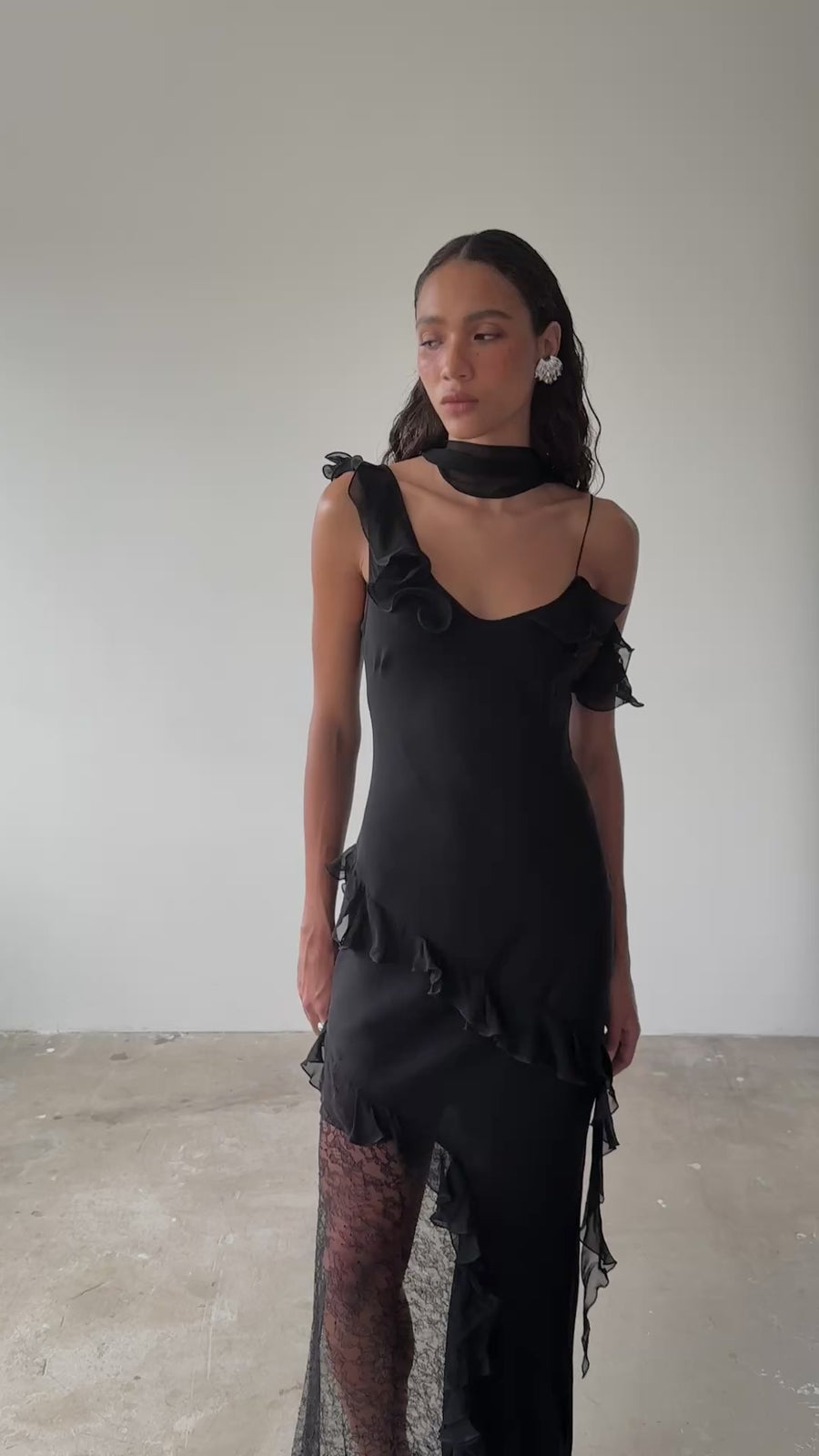 LESTE MAXI DRESS IN BLACK GEORGETTE