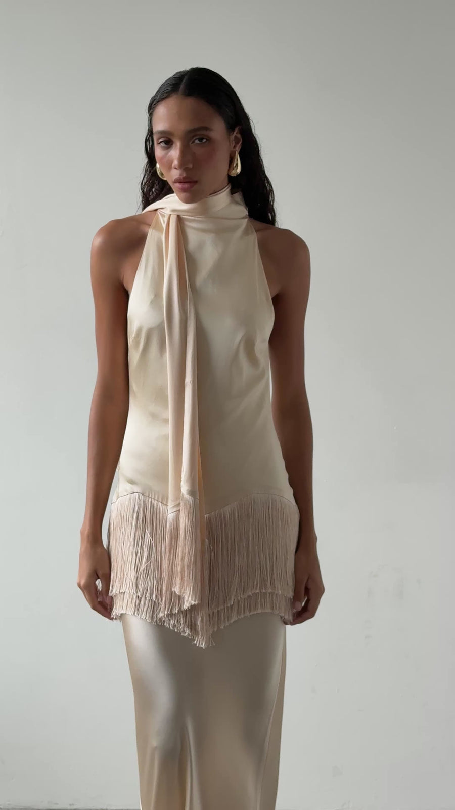 KHAMSIN MAXI DRESS IN CREAM SILK SATIN