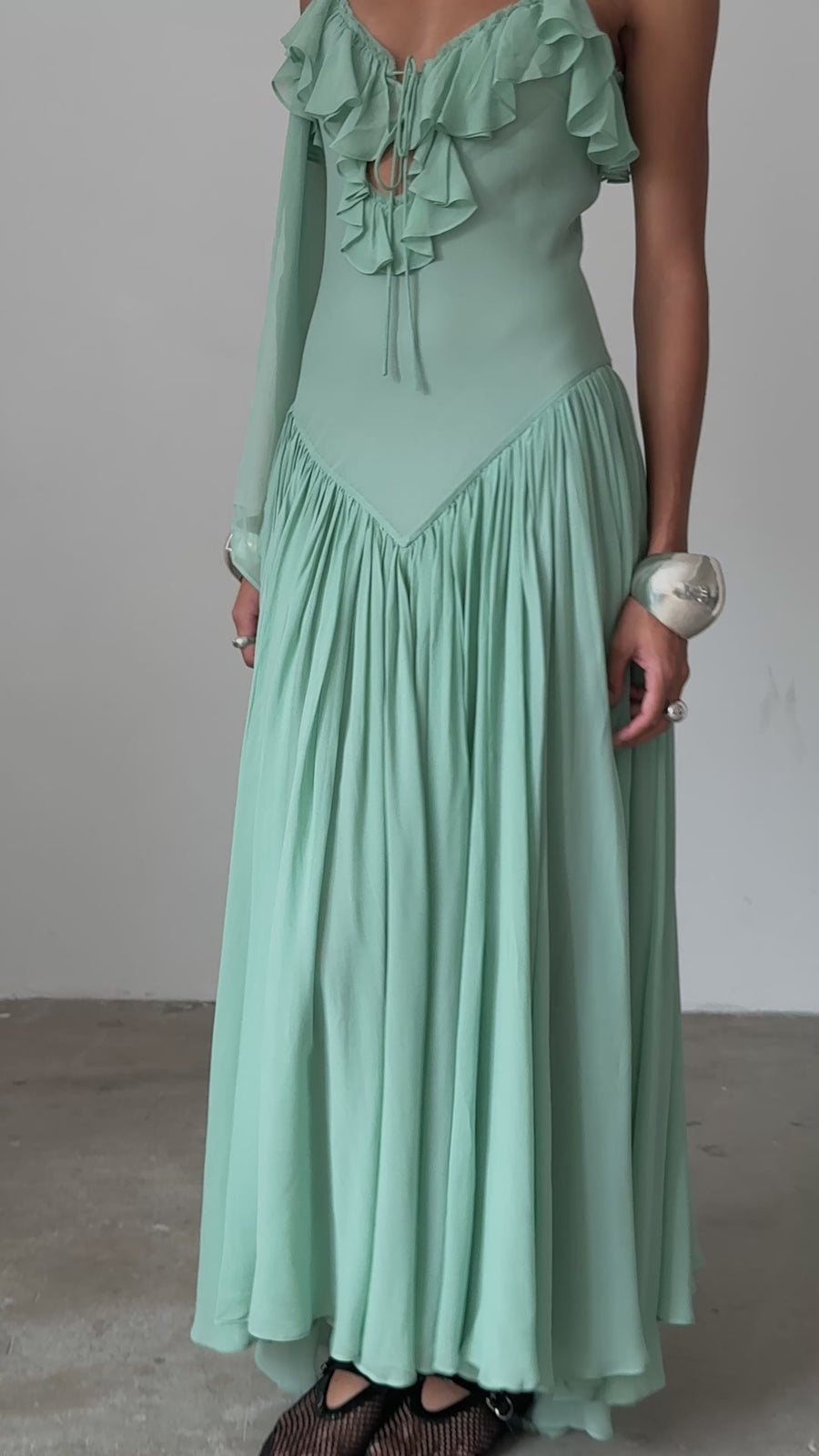 HARMATTAN MIDI DRESS IN SEA GEORGETTE