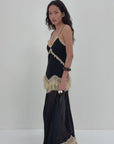 ESTELA MAXI DRESS IN BLACK VISCOSE GEORGETTE
