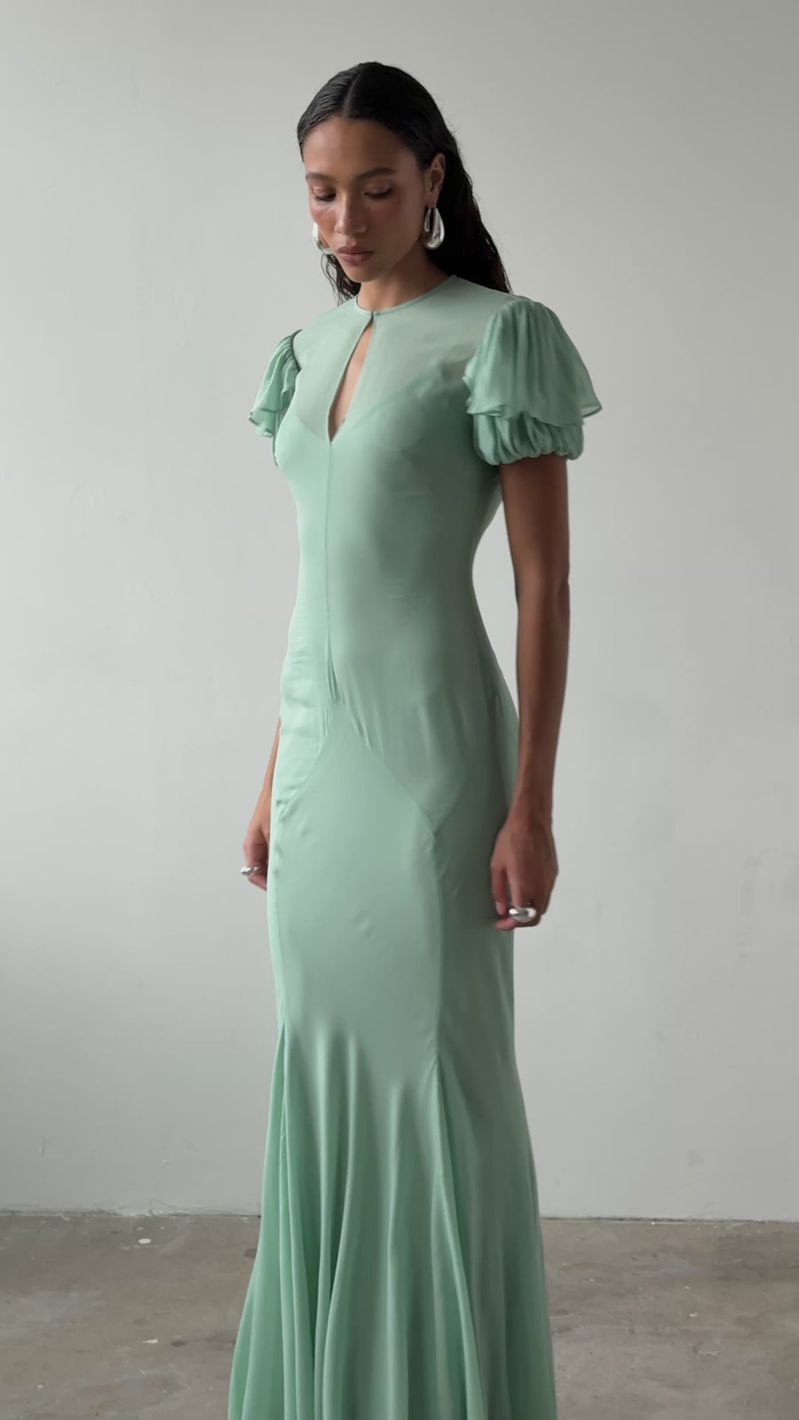 SUMATRA MAXI DRESS IN SEA GREEN GEORGETTE
