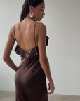 ESPERANAZA MAXI DRESS IN CEDAR SILK SATIN