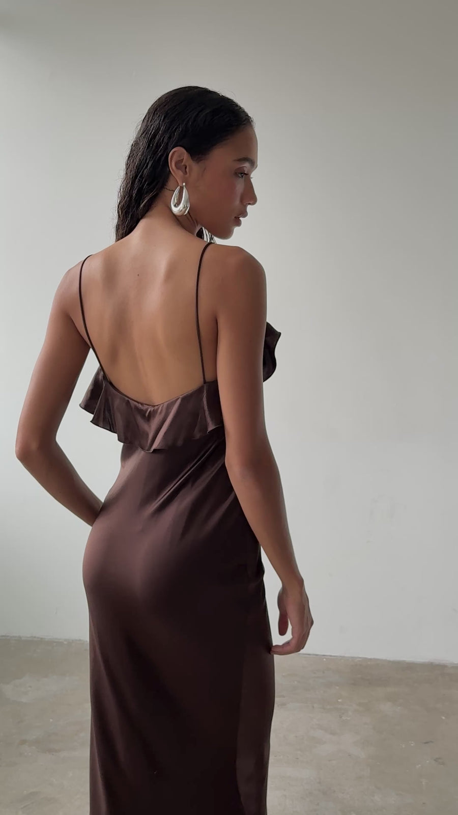 ESPERANAZA MAXI DRESS IN CEDAR SILK SATIN
