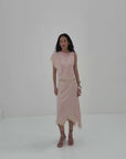 ADRIANA MIDI DRESS IN PINK DOUBLE SATIN