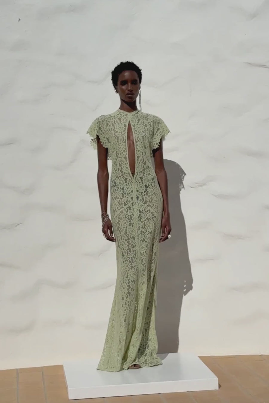 mint green lace maxi dress Goddiva One Shoulder Pleated Bardot Lace Maxi Dress